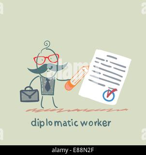 Lavoratori diplomatici scrive il documento Illustrazione Vettoriale