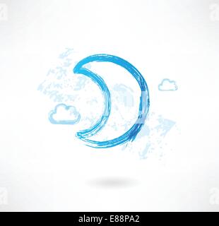 Luna icona grunge Illustrazione Vettoriale