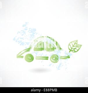 Eco auto icona grunge Illustrazione Vettoriale