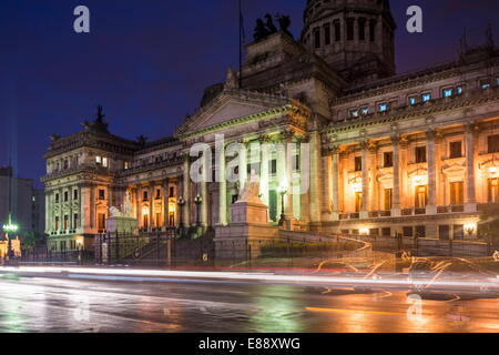 Palacio del Congreso di notte, Buenos Aires, Argentina, Sud America Foto Stock
