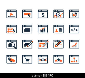 Imposta icona. Lo sviluppo Web e SEO. Design piatto Foto Stock