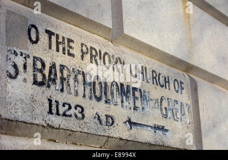 San Bartolomeo Ospedale firmare Bart in West Smithfield, London, Regno Unito Foto Stock