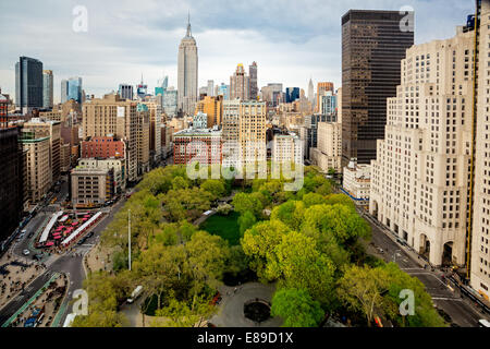 Flatiron District lungo con Fifth Avenue e Broadway, Madison Square Park, così come l'Empire State Building. Foto Stock