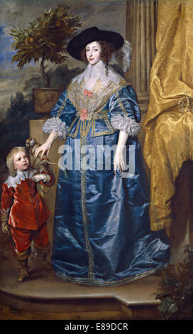 Sir Anthony van Dyck (fiammingo, 1599 - 1641 ), regina Henrietta Maria con Sir Jeffrey Hudson, 1633, olio su tela Foto Stock