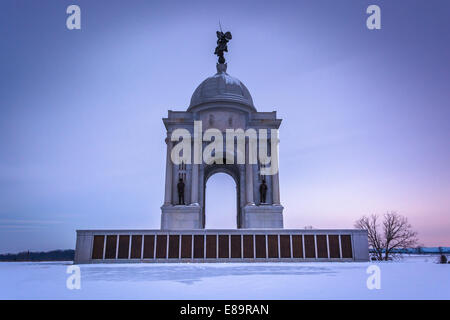 Il monumento in Pennsylvania durante l'inverno, in Gettysburg, Pennsylvania. Foto Stock