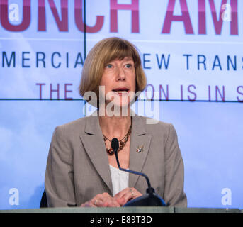 Kathy Lueders, program manager della NASA commerciale del programma di equipaggio, parla nel corso di una conferenza stampa dove è stato annunciato che Bo Foto Stock