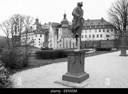 Achtziger Jahre, Schloss und Schlosspark di Bad Berleburg, Wittgensteiner Land, Naturpark Rothaargebirge, Sauerland, Renania settentrionale-Vestfalia Foto Stock