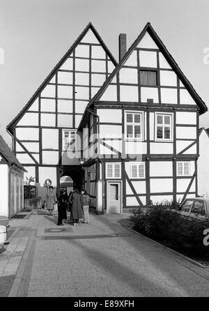 Achtziger Jahre, Fachwerkhaeuser in der Altstadt von Lippstadt, Ostwestfalen, Renania settentrionale-Vestfalia Foto Stock
