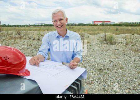 Architetto di controllo del piano di costruzione Foto Stock