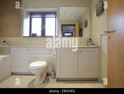 Un moderno ed elegante bagno interno in una casa nel Regno Unito Foto Stock