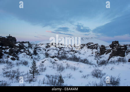 Myvatn, Dimmuborgir Islanda Foto Stock