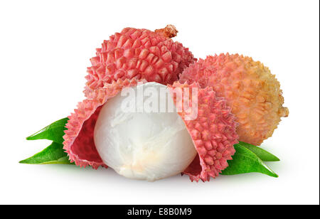 Litchi freschi isolato su bianco Foto Stock