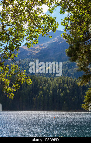 Il lago di St Moritz St Moritz, Grigioni, Svizzera Foto Stock