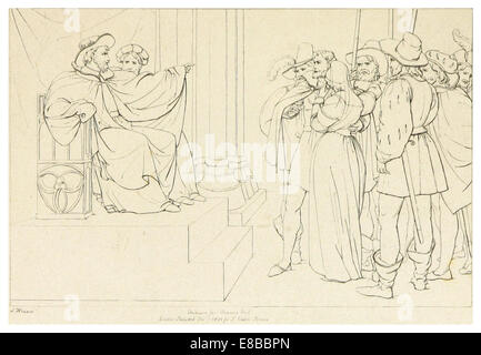 Questa illustrazione del 1828-33 di Howard accompagna il dramma di Shakespeare *misura per misura*, fornendo un'interpretazione visiva di una scena di questa iconica opera della letteratura inglese. Foto Stock