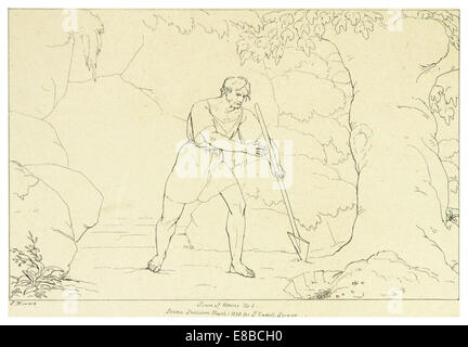 Un'illustrazione del 1828-1833 di Howard tratta da 'Timon of Athens' di Shakespeare, volume 4. Il disegno accompagna un'edizione letteraria di questa commedia, probabilmente raffigurante scene o personaggi chiave. Foto Stock