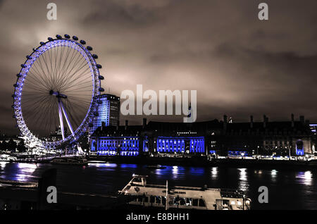 London Eye di notte paesaggio scuro Foto Stock