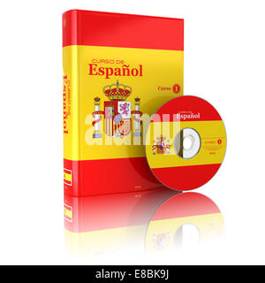 Libro spagnolo nella bandiera nazionale il coperchio e CD. 3d Foto Stock