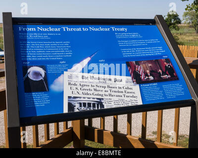 Cartello informativo,Minuteman Missile National Historic Site, Dakota del Sud, STATI UNITI D'AMERICA Foto Stock