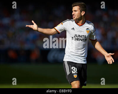 Valencia, Spagna. 04 ott 2014. La Liga. Valencia CF versus Atletico Madrid Mestalla, Valencia. Defender Jose Gaya di Valencia CF Credito: Azione Sport Plus/Alamy Live News Foto Stock