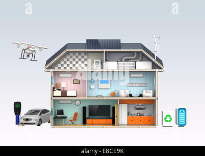 Efficienza energetica Home concetto isolato su sfondo grigio Foto Stock