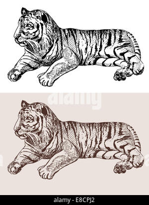 Opere originali di tiger, nero disegno animale Foto Stock