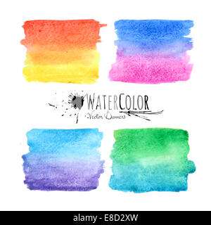 Acquerello textured macchie di vernice colorata impostato Foto Stock