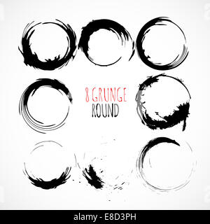 Set di Vector grunge cerchio i tratti di pennello Foto Stock