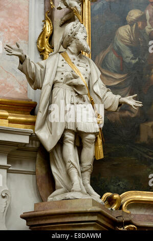 La figura di Abramo, la barocca chiesa dell Assunzione della Basilica di Santa Maria, l'Abbazia di Ettal, Ettal, Alta Baviera, Baviera, Germania Foto Stock