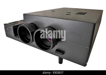 Proiettore multimediale con due lenti su bianco con tracciato di ritaglio Foto Stock