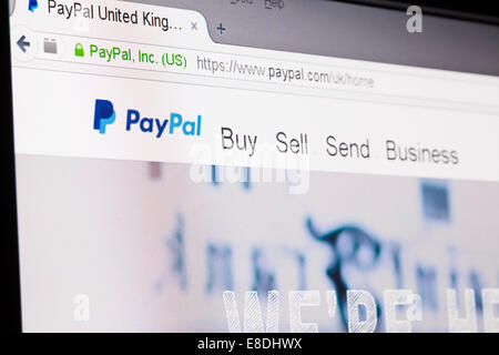 Screenshot della homepage di paypal Foto Stock