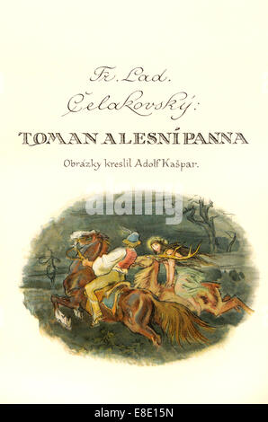 Toman e la ninfa di legno / Sprite (Toman un lasni panna) tradizionale racconto ceca. Illustrazioni di Adolf Kaspar dal 1924 edition Foto Stock