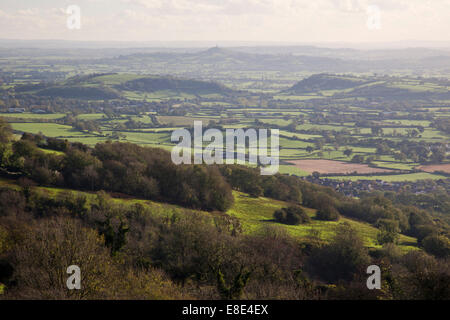 Vista da Deer Leap, Somerset, Inghilterra, Regno Unito Foto Stock