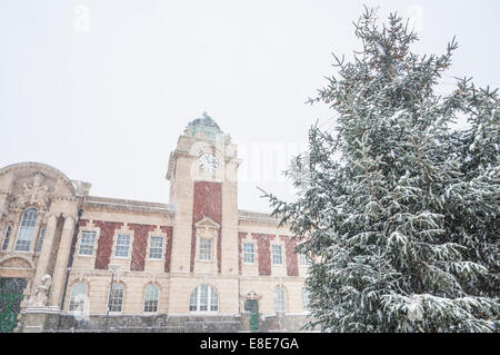 Neve neve neve Blizzard nel centro di Barry 1st Gennaio 2012 PHILLIP ROBERTS Foto Stock