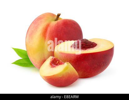 Pesche isolato su bianco Foto Stock