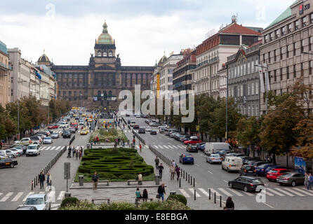 Piazza europea Praga Piazza Venceslao Boulevard Museo Nazionale del Turismo Praga Repubblica Ceca Europa Foto Stock