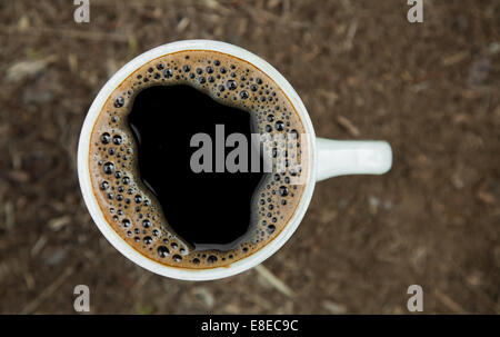 Close-up tazza di caffè fresco Foto Stock