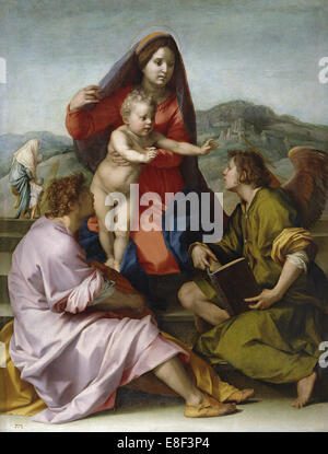 Madonna con Bambino e San Matteo e l'Angelo. Artista: Andrea del Sarto (1486-1531) Foto Stock