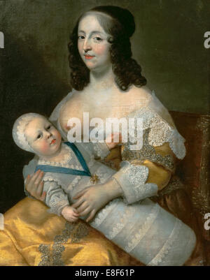 Louis XIV come un bambino con la sua balia Longuet de La Giraudière. Artista: Beaubrun, Henri (1603-1677) Foto Stock