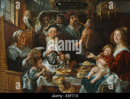 Come il vecchio cantare, in modo che il tubo di giovani. Artista: Jordaens Jacob (1593-1678) Foto Stock