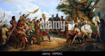La Battaglia di Bouvines il 27 luglio 1214. Artista: Vernet, Orazio (1789-1863) Foto Stock