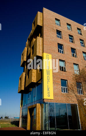 Gloworks industrie creative centre, Porth Teigr, Roath Bacino, la Baia di Cardiff, Cardiff, Galles del Sud, Regno Unito. Foto Stock