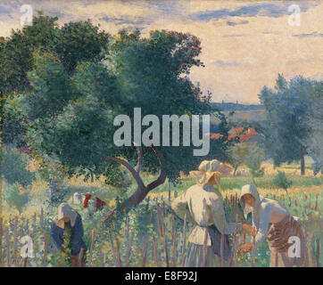 Le donne di legatura del vigneto. Artista: Croce, Henri Edmond (1856-1910) Foto Stock