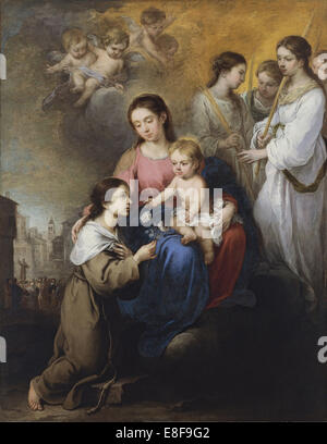 La Vergine con il bambino e Santa Rosa di Viterbo. Artista: Murillo, Bartolomé Estebàn (1617-1682) Foto Stock