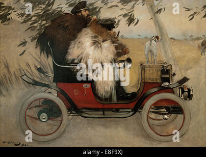 Ramon Casas e Pere Romeu in un'automobile. Artista: Casas, Ramon (1866-1932) Foto Stock