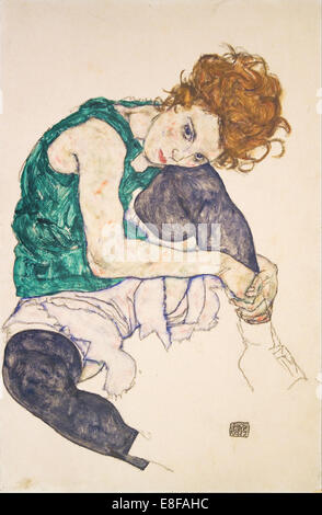 Donna seduta con le gambe redatto (Adele Herms). Artista: Schiele, Egon (1890-1918) Foto Stock