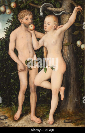 Adamo ed Eva. Artista: Cranach, Lucas, il Vecchio (1472-1553) Foto Stock