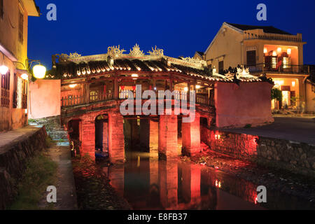 Il Vietnam, Quang Nam Hoi An old town (Sito UNESCO), il ponte coperto giapponese Foto Stock