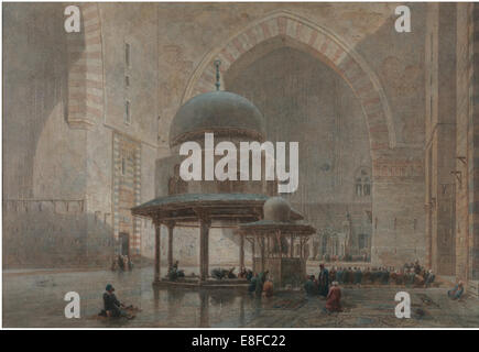 Interno del Mosque-Madrassa del sultano Hassan al Cairo. Artista: Goodall, Edward (1795-1870) Foto Stock