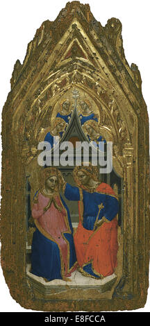 L' Incoronazione della Vergine con quattro angeli. Artista: Giovanni da Bologna (active 1380-1390) Foto Stock