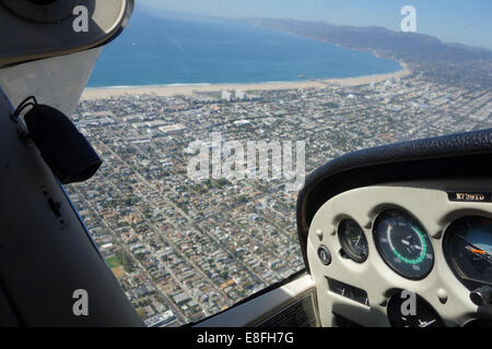 Aereo che sorvola Venice Beach e Santa Monica, california, Stati Uniti Foto Stock